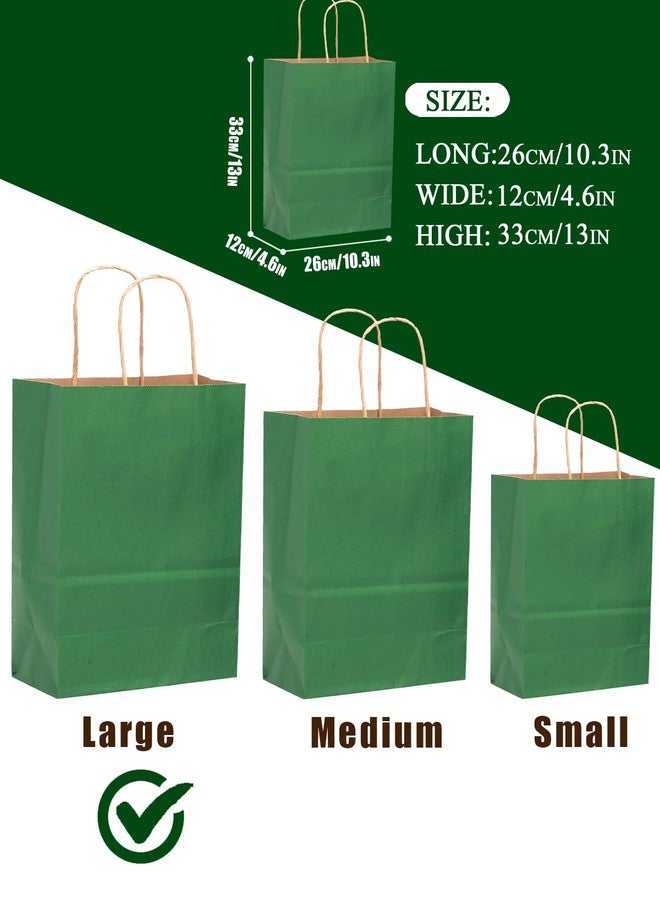 qiqee 100PCS Gift Bag with Handles Bulk Kraft Deep Green Paper Bags Multiple Uses (13''x5 x10 inch Large Size) - Image 4